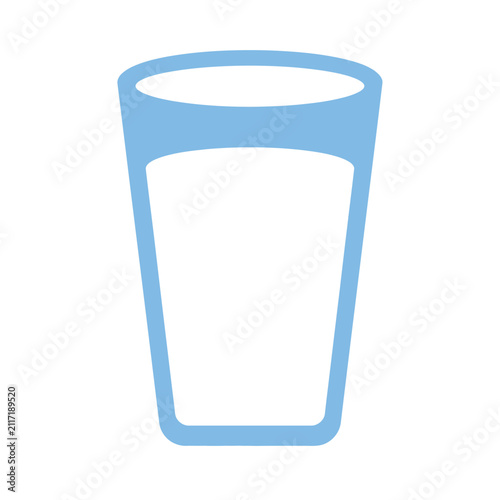 Fotografie Simple blue outline of a glass filled with clear liquid, isolated on a white bac
