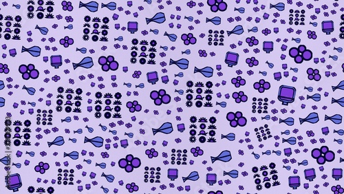 Colorful Icon Pattern with Flowers Bow Ties and Furniture Elements