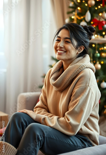 Smiling young asian woman i...