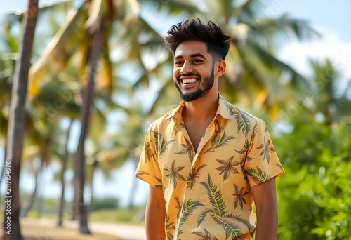 Smiling young man in a trop...