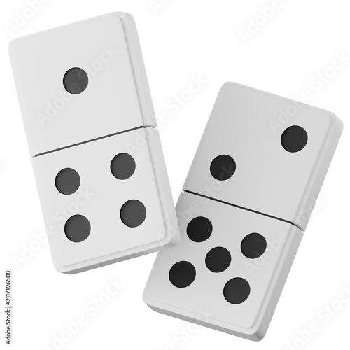 Two White Dominoes With Black Dots