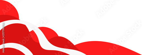 Abstract Red and White Wavy Corner Border
