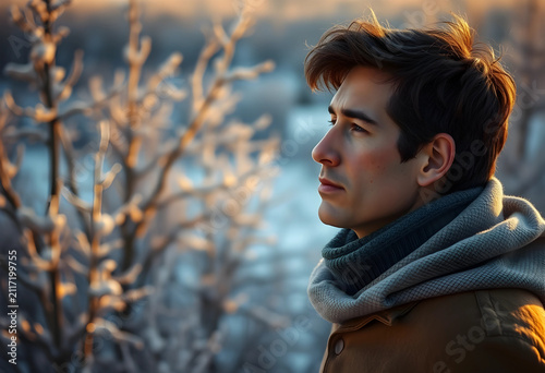 Young man in winter clothin...