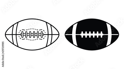American Football Silhouette In Black And White Flat Design