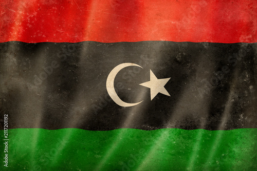 Foto Old vintage flag of Libya, worn and stained