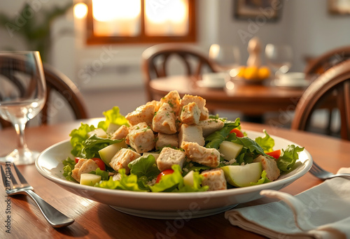 Fresh chicken salad with cr...