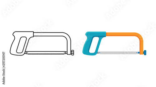 Foto Hacksaw Illustration Flat Vector Design With Colored And Outline Versions