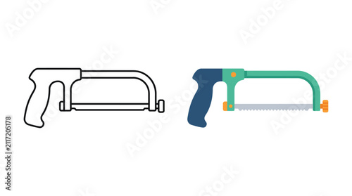 Fotografie Hacksaw Illustration With Outline Version Flat Vector Design