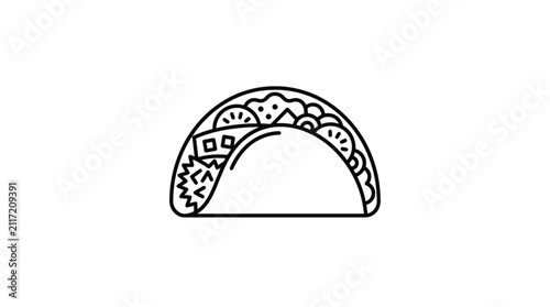 Taco Outline Vector Illustration