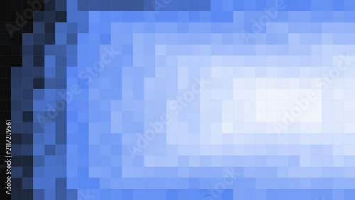Foto Blue pixels arrange into a structured gradient pattern with deep shadows