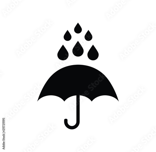 Umbrella vector icon showing rain falling during storm