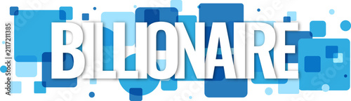 Foto Billionaire text typography design with blue squares and circles in a decorative