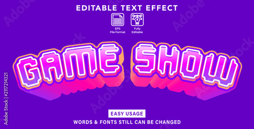 Editable graphic text effect game show styles