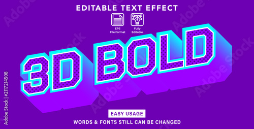 Editable graphic text effect 3D bold styles