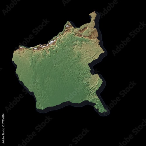 Democratic Republic of the Congo 3D Relief Map Loop, Alpha Channel 4K