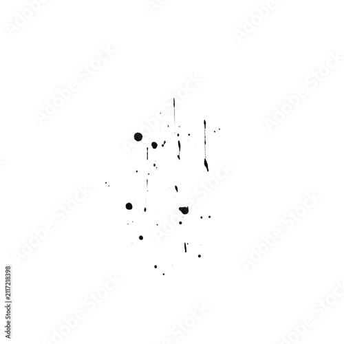 Black Ink Vertical Streaks Splash Abstract Paint Marks on White Background