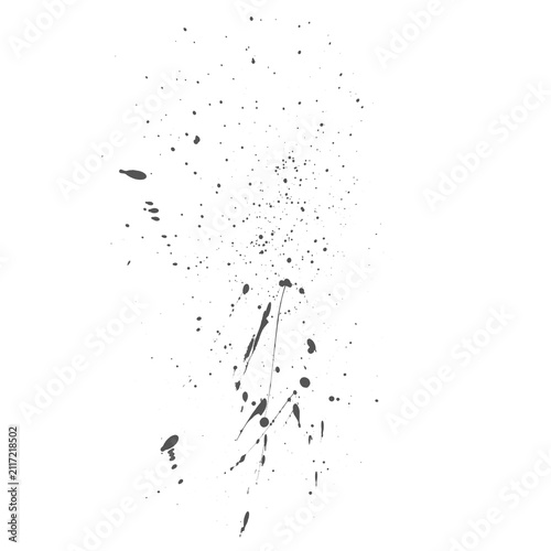 Black Ink Vertical Splatters Cluster Abstract Paint Marks on White Background