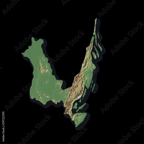 Croatia Rotating 3D Relief Map Seamless Loop, Alpha Channel 4K