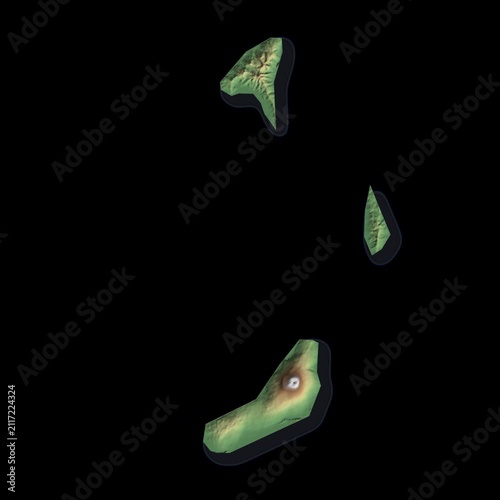 Comoros Rotating 3D Relief Map Seamless Loop, Alpha Channel 4K