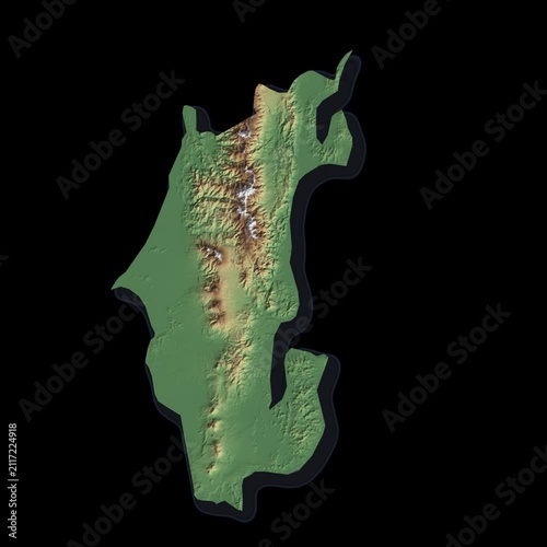 Costa Rica Rotating 3D Relief Map Seamless Loop, Alpha Channel 4K