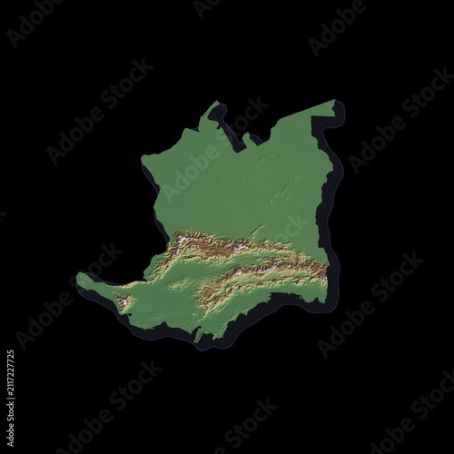 Colombia Rotating 3D Relief Map Seamless Loop, Alpha Channel 4K