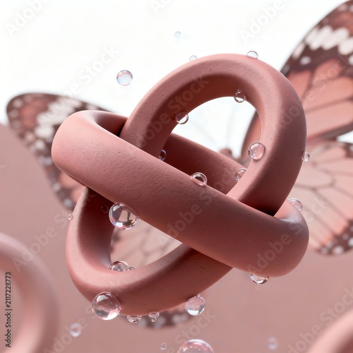 Ethereal Interlocking Rings and Bubbles in Dusty Rose