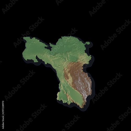 China Rotating 3D Relief Map Seamless Loop, Alpha Channel 4K