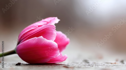 A single pink tulip flower in full bloom.