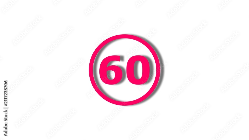 Obraz premium Number 60 red color 4k illustration motion graphics sign symbol in circle concept. 