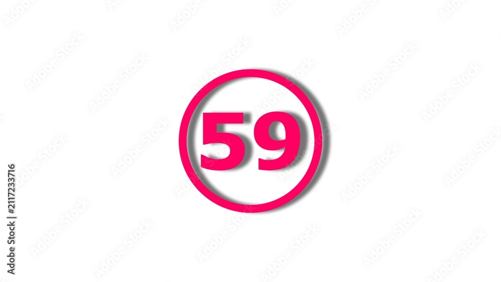 Obraz premium Number 59 red color 4k illustration motion graphics sign symbol in circle concept. 