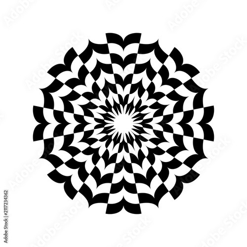 Decorative Design Element Abstract Radial Pattern in Circle Shape.