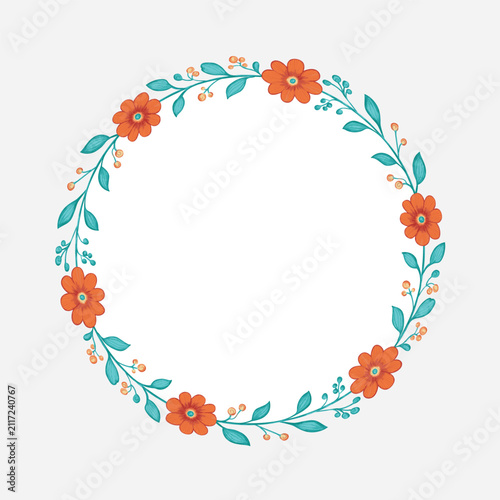 Flower Floral Wreath Frame EPS Vector