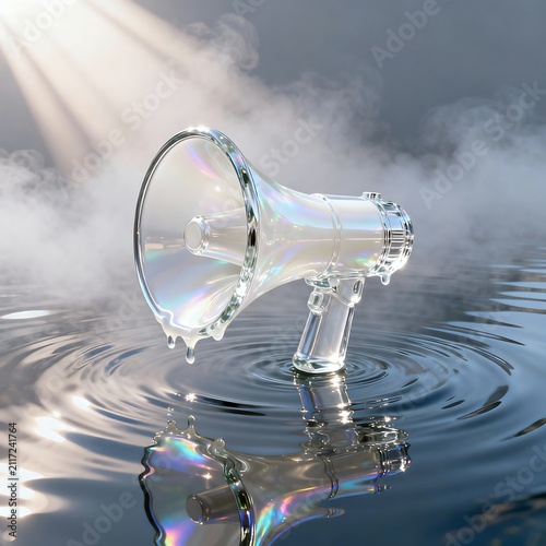 Liquid Glass Megaphone: Pearly Resonance