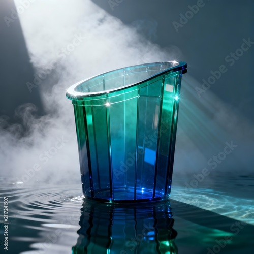 Clear Acrylic Recycle Bin - Low Angle Perspective