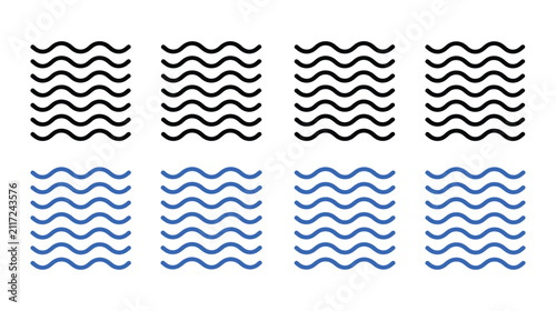 Waves icon collection ripple water pattern and ocean graphics