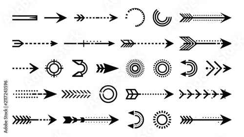 Arrows icon set sketch vintage style directional navigation
