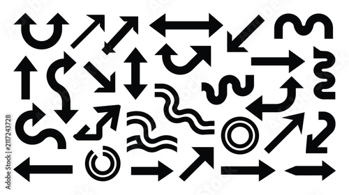 Arrows icons vector set of assorted directional shapes