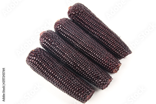 Foto Black Glutinous Sticky Corn Cobs Fresh Sweet Steamed Northeast Variety Healthy O