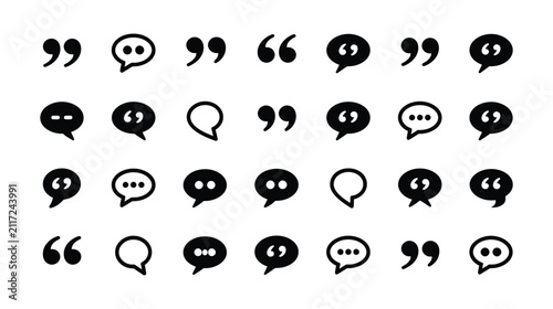Speech bubble vector icon communication graphic set with dialogue