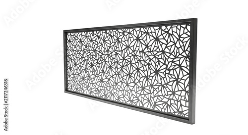 Modern geometric metal lattice wall art panel isolated on transparent background