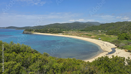 Canvastavla Stunning vistas of Paralia Azapiko beach in Neos Marmaras, Greece