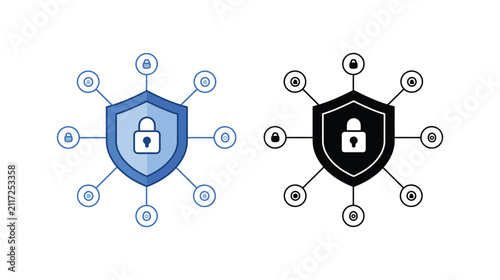 Security icon shield digital cyber protection network safety