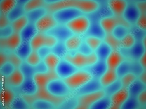 Foto Blurred abstract pattern of interconnected blue, cyan, and red blobs
