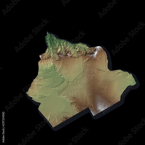 Botswana Rotating 3D Relief Map Seamless Loop, Alpha Channel 4K