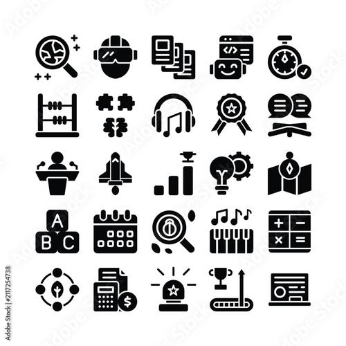 Edutainment Glyph Icon Set