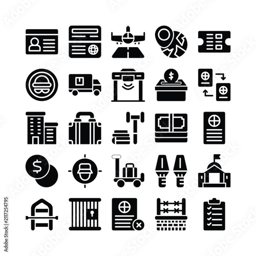 Immigration Glyph Icon Set