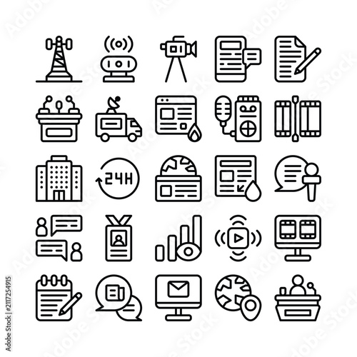 Journalist Outline Icon Set