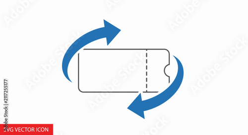 Rotating Ticket or Pass Concept with Circular Arrows