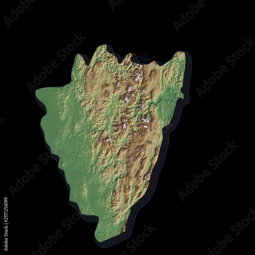 Bosnia and Herzegovina Rotating 3D Relief Map Loop, Alpha Channel 4K