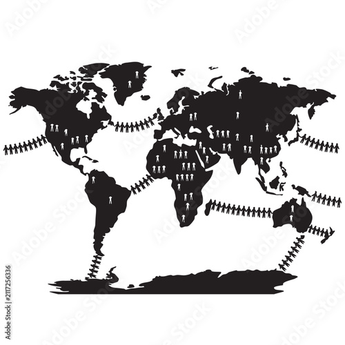 World Map Illustration with Interconnected Dots and Lines, Representing Global Network Connections and Data Flow.